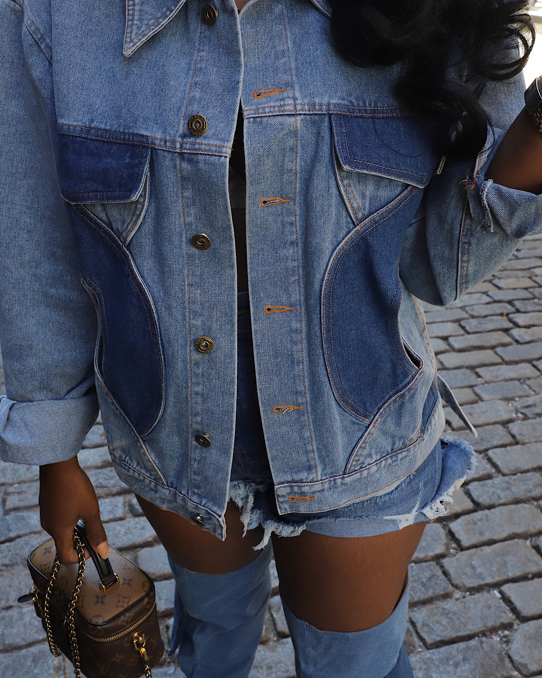 The Runway Cut out Denim Jacket( Pre Order ships 10/15-10/31