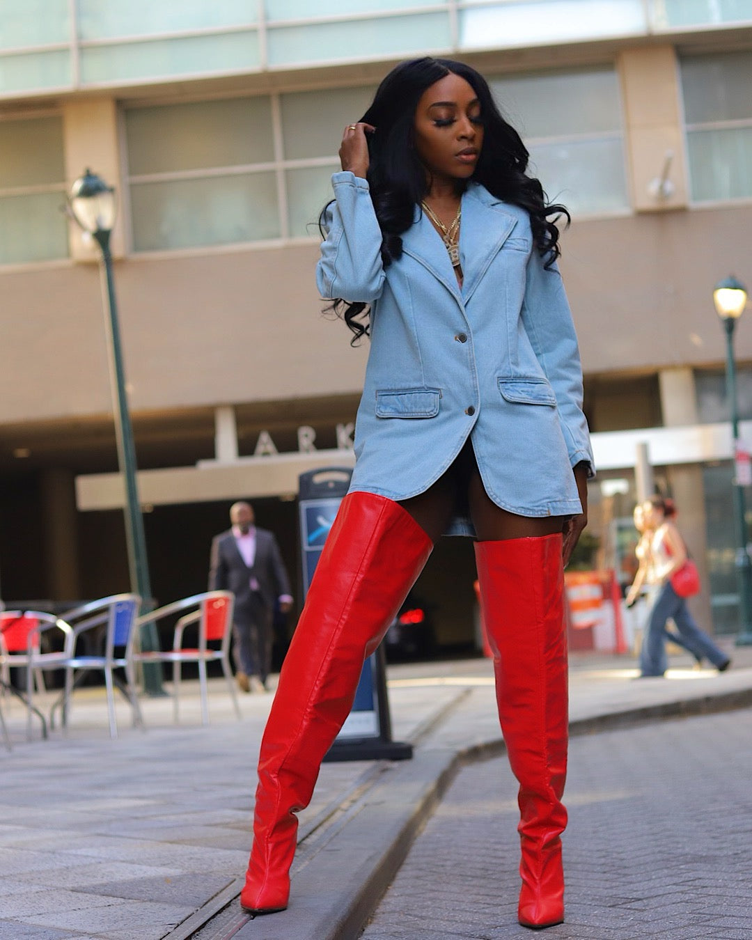 A denim blaze blazer