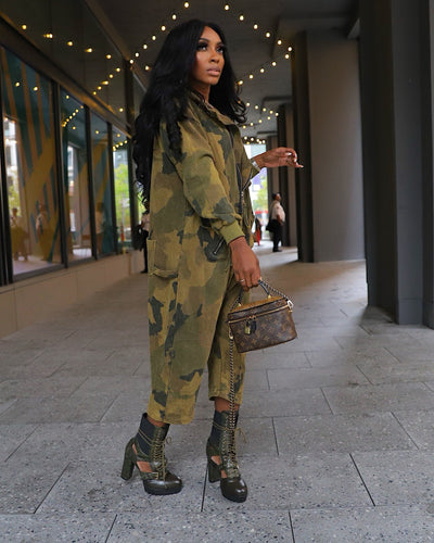 HDM Fall Haus “ Camo Lover Girl jumpsuit