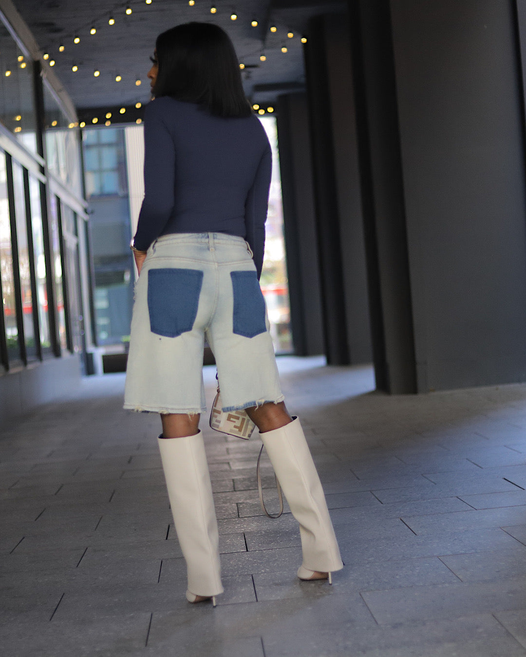 Distressed Bae boyfriend shorts