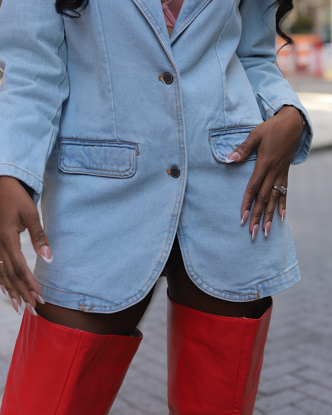 A denim blaze blazer