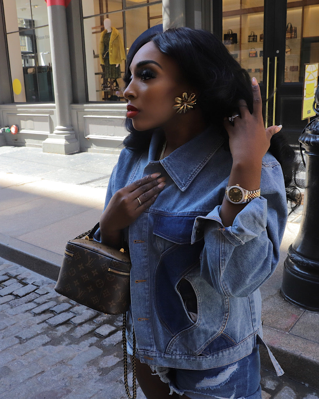 The Runway Cut out Denim Jacket( Pre Order ships 10/15-10/31